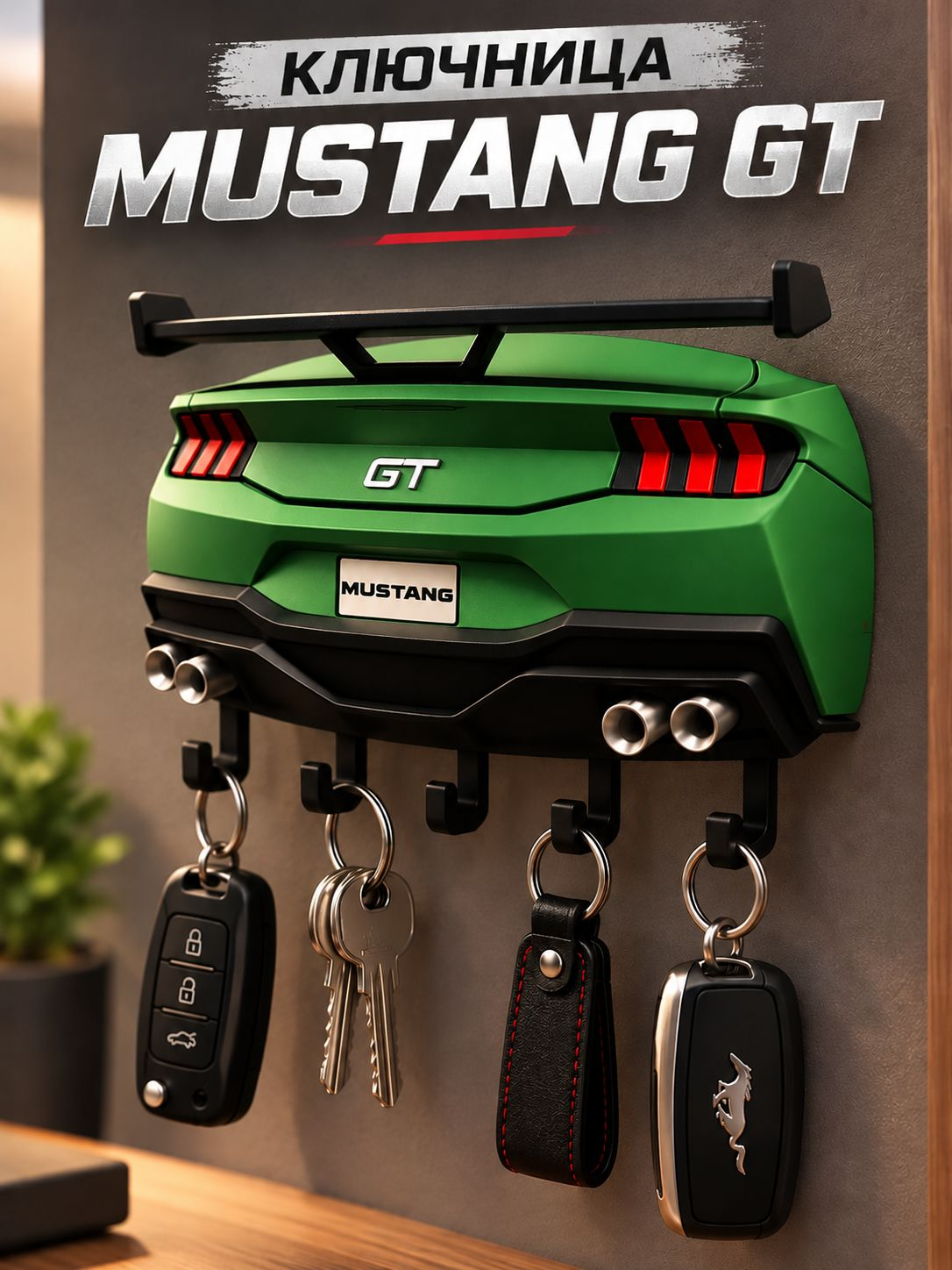 Ключница Ford Mustang GT, зелёная